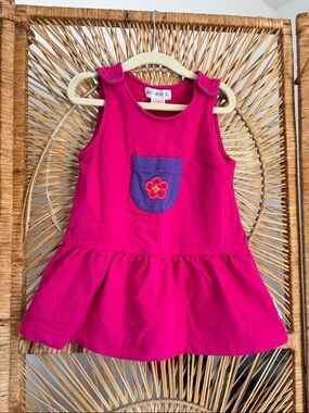 Vintage Gymboree -rainbow tag- Fuchsia Sleeveless Dress with Purple Pocket